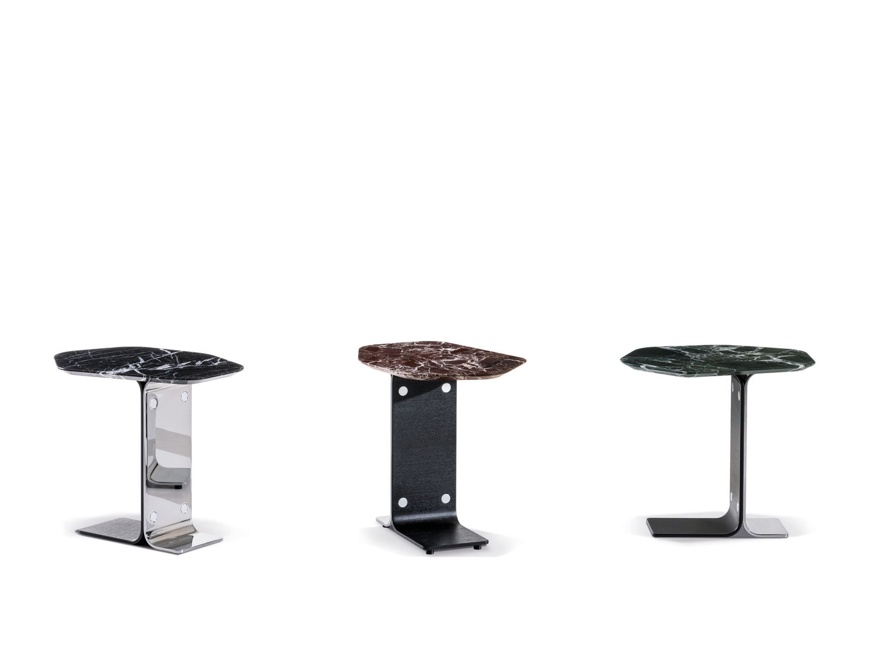 Шестиугольный журнальный столик из зеленого мрамора Lepanto Ash и хромированного металла Minotti ETHAN ARCH-00064626 - Вид №1