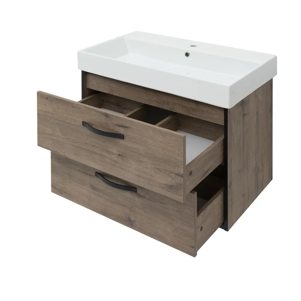 Aquanet Инди Вилис: Подвесная тумба под раковину 80 см в цвете дуб Веллингтон 83075753 STLM-0038893 - Вид №5