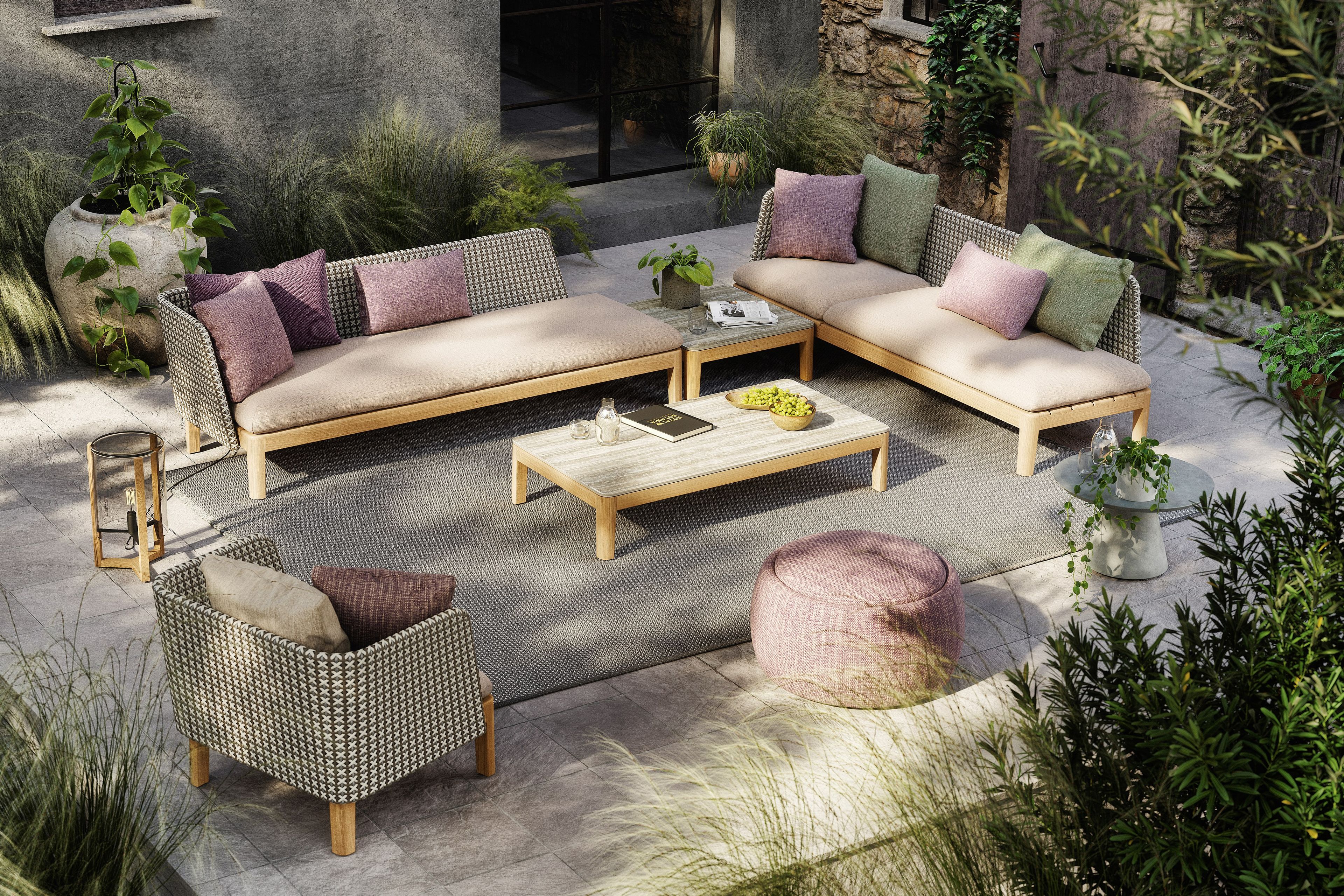 Садовая спальная кровать, обитая синтетической тканью и тиком Royal Botania Calypso Lounge ARCH-00126757 - Вид №8