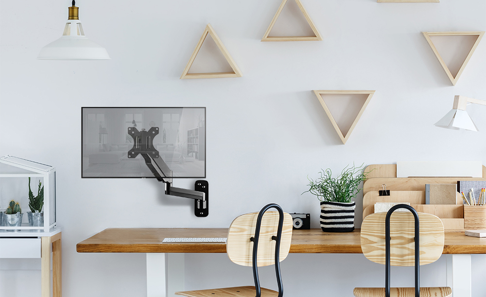 ONKRON G150 BLACK Кронштейн настенный для монитора / 13-32" 2колена, макс. 100*100, струбцина, наклон -35º+35º поворот 180º, расстояние от стены 85-521мм, макс.перемещение по вертикали 280мм, кабель-канал, пружина, нагрузка 1-8кг ONKRON Santreyd  - Вид №6