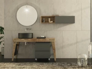 LEGNOBAGNO Тумба под умывальник из ели с вешалкой для полотенец Freedom lineare