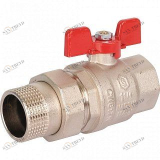 Кран шаровый STOUT ВН 1"1/4 с американкой бабочка красная SVB1007000032