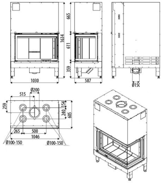 MCZ Двухсторонний встроенный дровяной камин Wood sun-id-1393580 - Вид №3
