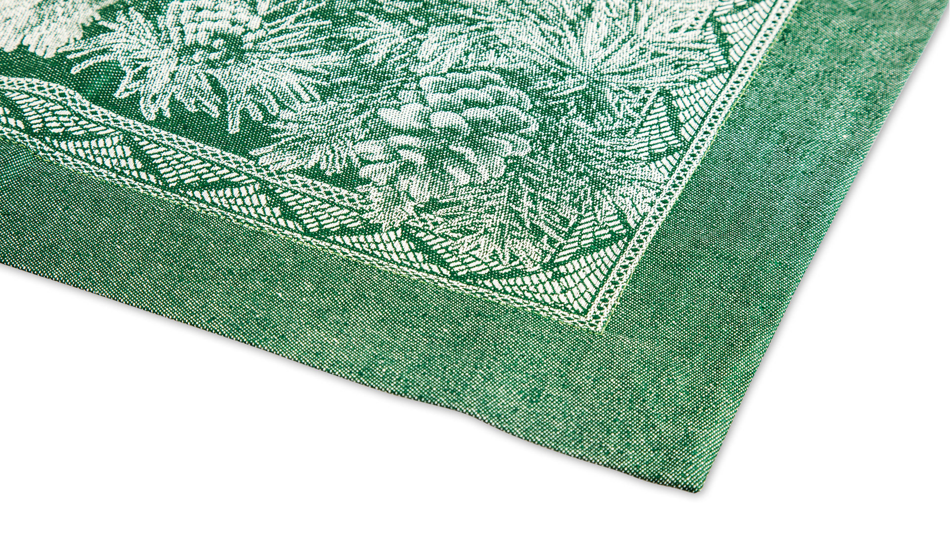 10600953 Яковлевский жаккард Скатерть прямоугольная Яковлевский Жаккард Шишки 178х274см зеленая, полулен Ткань  - Вид №1