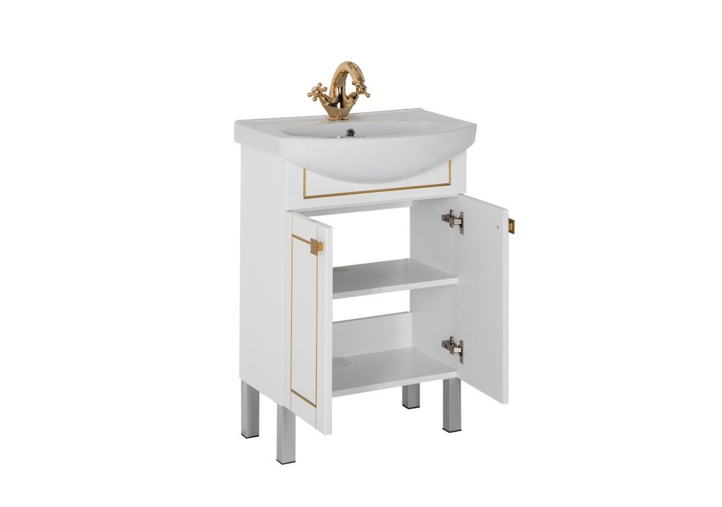 Тумба под раковину Aquanet Честер 60 белый/золото sun-id-270682 - Вид №1