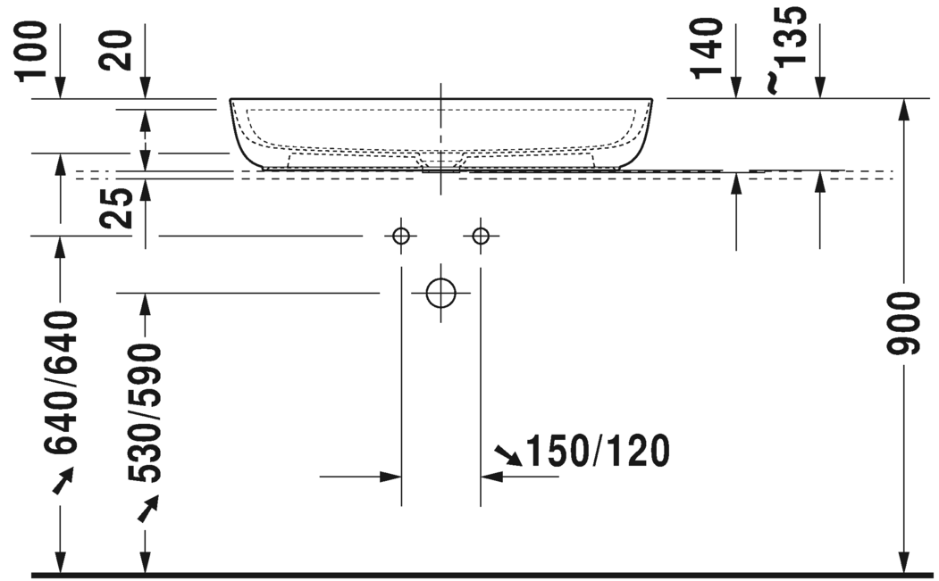 0380802100 Накладная раковина на столешницу  овальная Duravit Luv - Вид №3