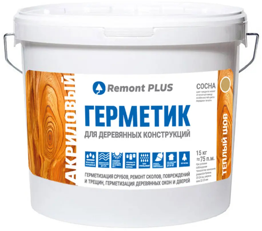 REMONT PLUS Герметик для дерева сосна 10 л - защита и утепление швов 88299947