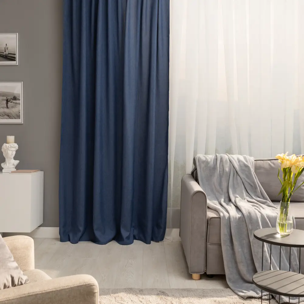 Штора на ленте со скрытыми петлями KREAFORTA Looks 200x260 см цвет серо-синий 89409082 STLM-2002190  - Вид №8