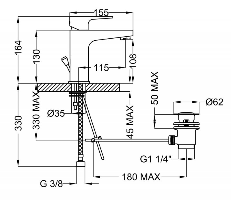 Смеситель на раковину однорычажный Cezares STELLA-LSM1-01-W0 - Вид №1