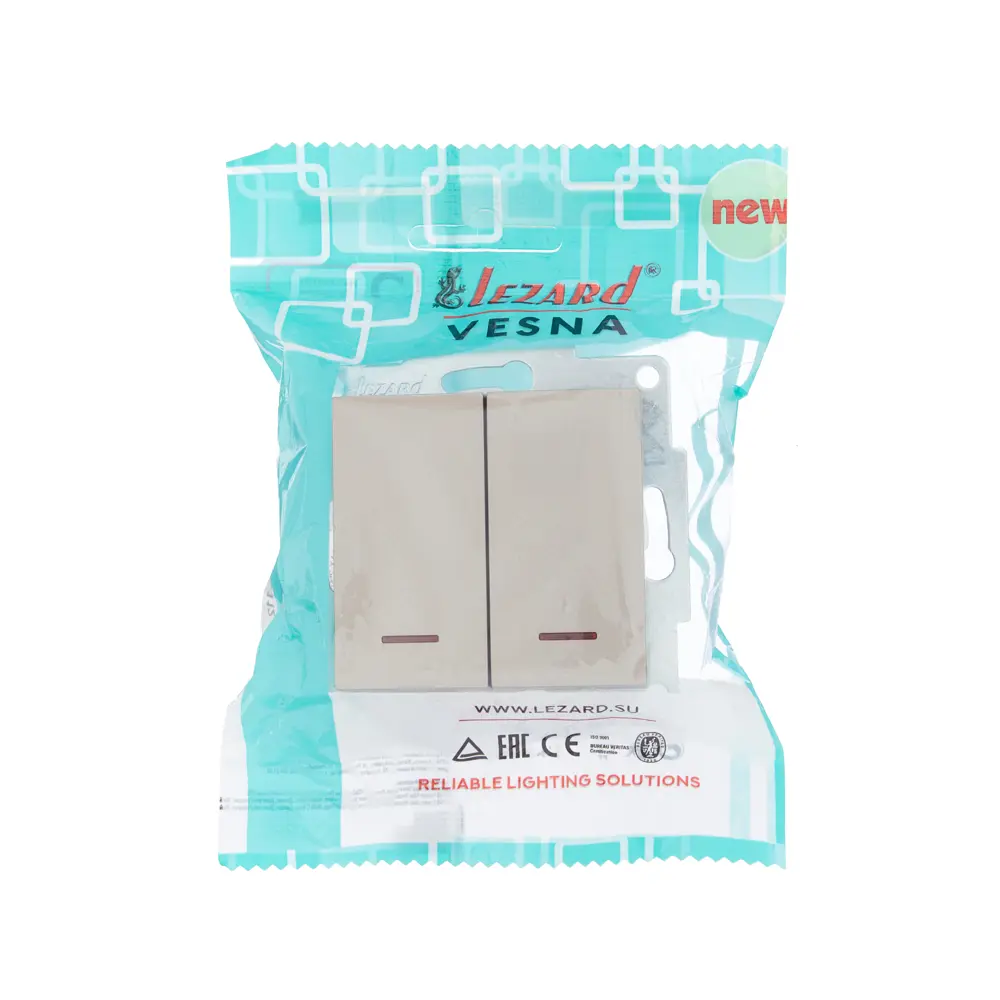 Выключатель Lezard Vesna встраиваемый, 2 клавиши, цвет титан 87103839 STLM-1563389 - Вид №5