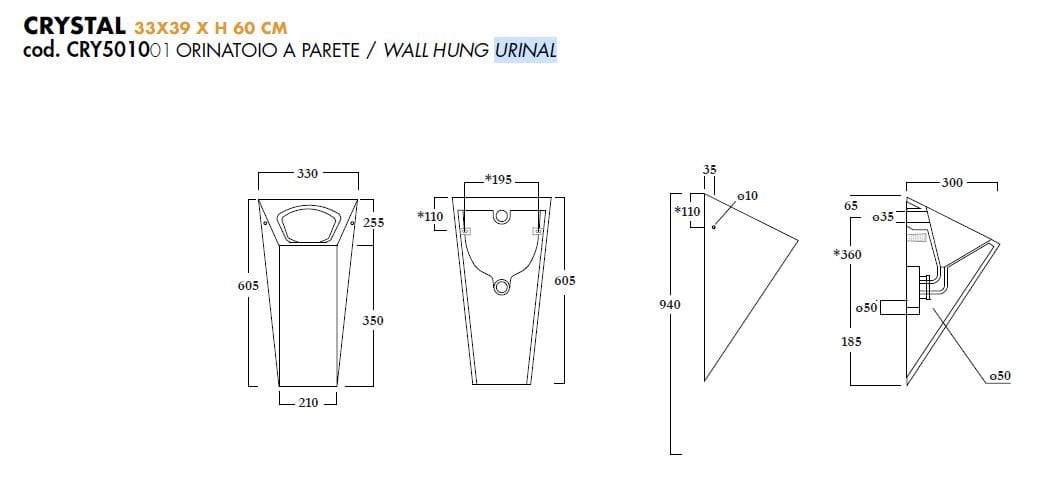 Керамический подвесной писсуар Olympia Ceramica Urinal ARCH-00117288 - Вид №4