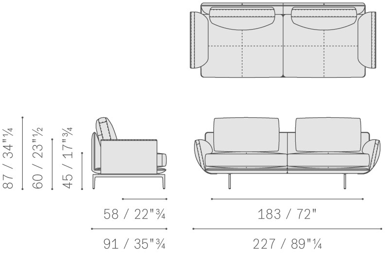 Poltrona Frau 2-х местный диван из ткани и кожи La collezione - divani e poltrone sun-id-1458156 - Вид №9