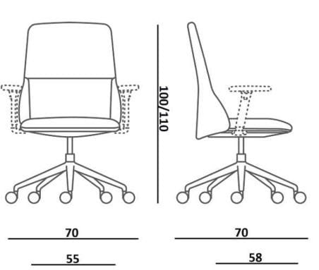 5-спицевое вращающееся офисное кресло с колесами Quinti Sedute ARCH-00114539 - Вид №5
