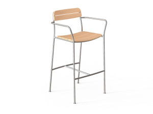 Высокий садовый стул из тикового дерева с подлокотниками