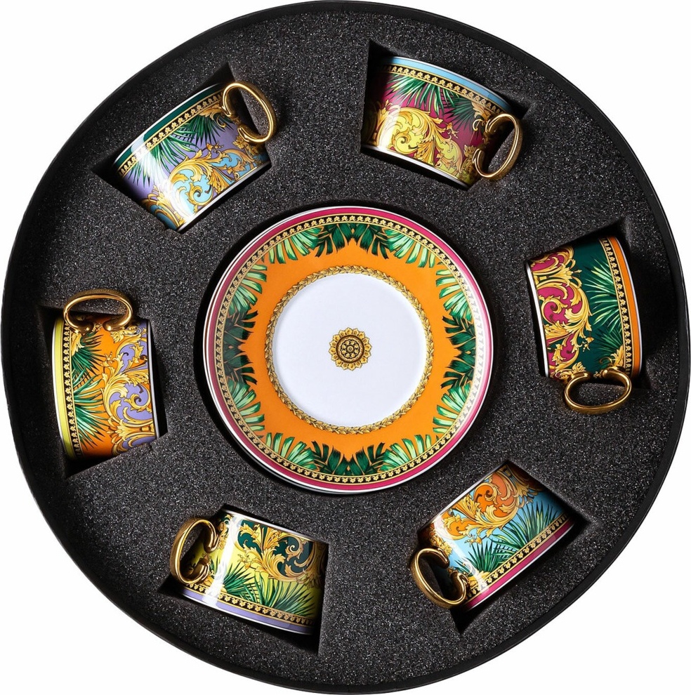 10660704 Rosenthal Versace Набор чашек чайных с блюдцами Rosenthal Versace Мир джунглей 200мл, фарфор, 6 шт, п/к Фарфор 