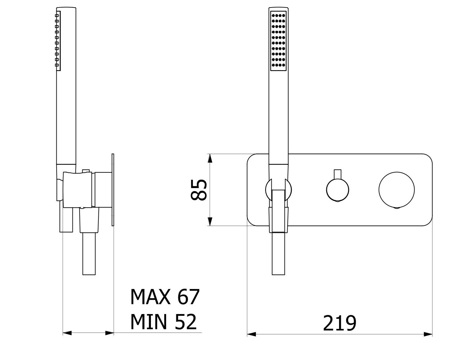 Встраиваемый смеситель для душа с ручным душем IB Only One ARCH-00140803 - Вид №2