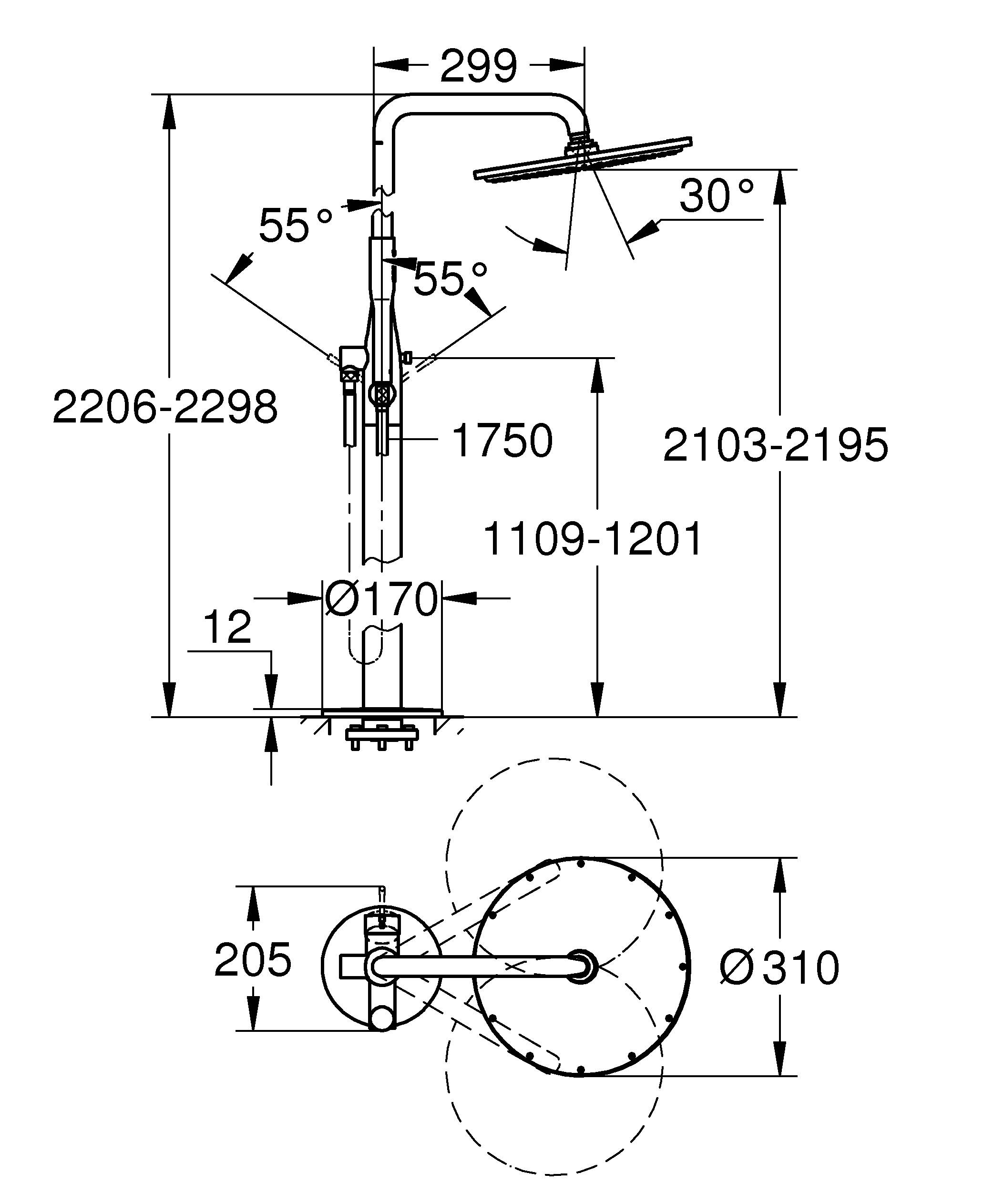 Душевая система GROHE Essence New с однорычажным смесителем, хром (23741001) - Вид №1