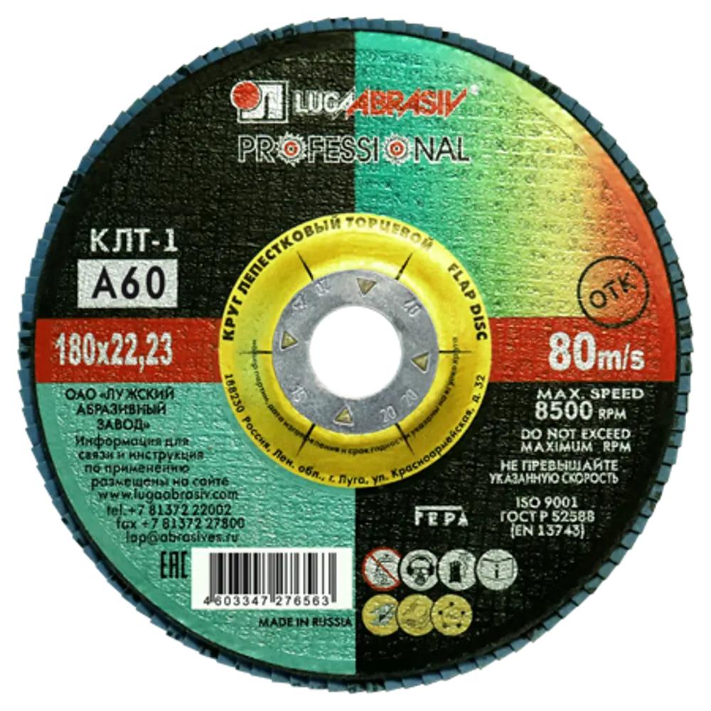 Круг лепестковый торцевой КЛТ1 Луга Р60 180x22.2 мм 82216789 STLM-2021478 