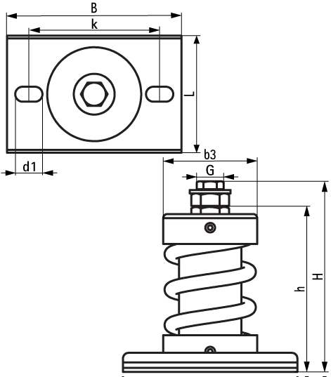 2801905000 VibraTek® MS-1X-CBL Spring Mount high performance spring isolator for use with A-L1 welding bracket and concrete inertia base frames walraven  - Вид №1