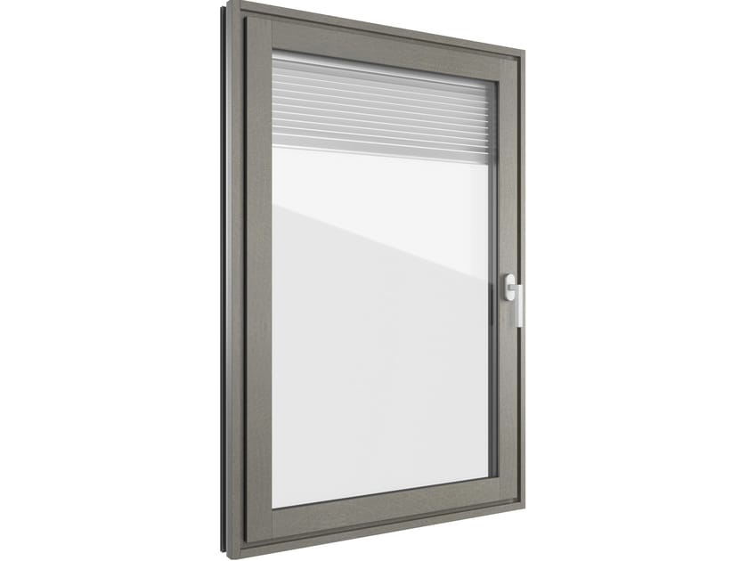 Алюминиевое и деревянное окно со встроенной жалюзи FINSTRAL FIN-Project ARCH-00121552