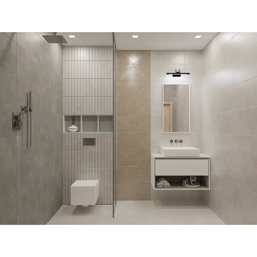 Плитка настенная Azori Cemento Shadow 31.5x63 см 1.59 м² матовая цвет темно-серый STLM-2039029 - Вид №4