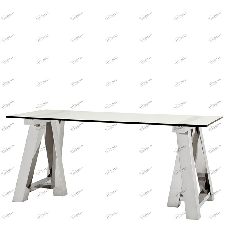 Письменный стол стеклянный со стальными фигурными ножками Marathon от Eichholtz EICHHOLTZ  246514 Прозрачный;хром 