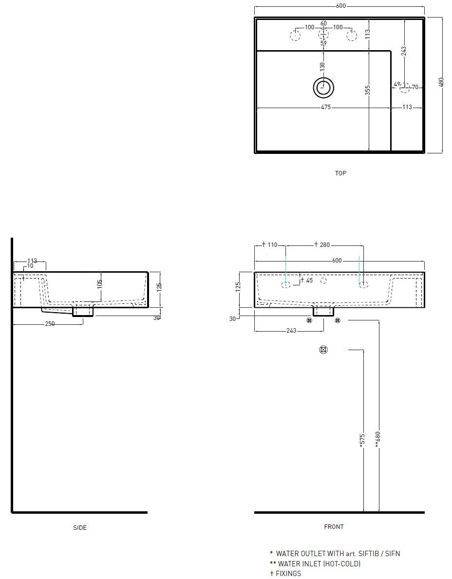 Керамическая одиночная прямоугольная столешница Ceramica Cielo ENJOY ARCH-00017749 - Вид №3