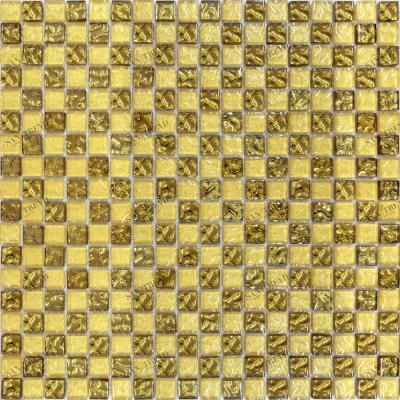 443 мозаика шахматка мелаллик золото 300х300 чип 15х15 (кор 0,54м/6шт/0,09м) Роскошная мозаика 