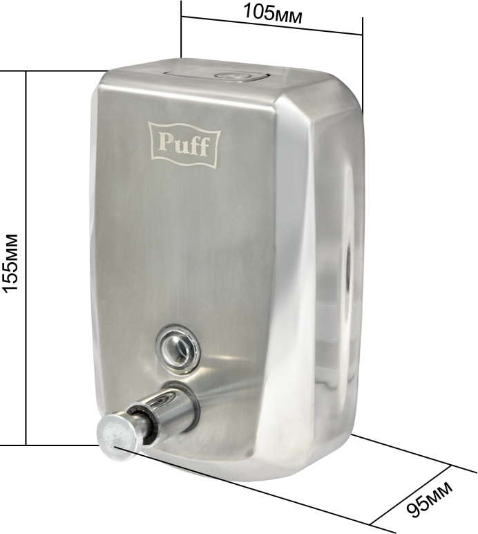 1402.139 Дозатор с ключом для жидкого мыла из нерж стали антивандальный 8715 PUFF  - Вид №9