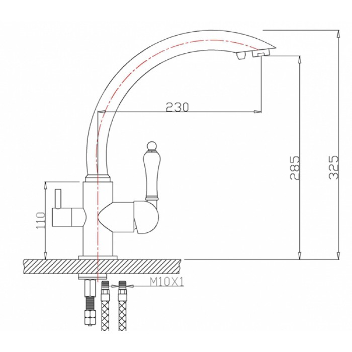 Zorg ZR 314 YF-33 Nickel Смеситель для кухни Zorg 325х230 мм  - Вид №2