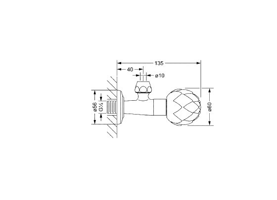 Угловой дизайнерский вентиль ½" JOERGER Belledorновинка 631.12.100.000-AA - Вид №1