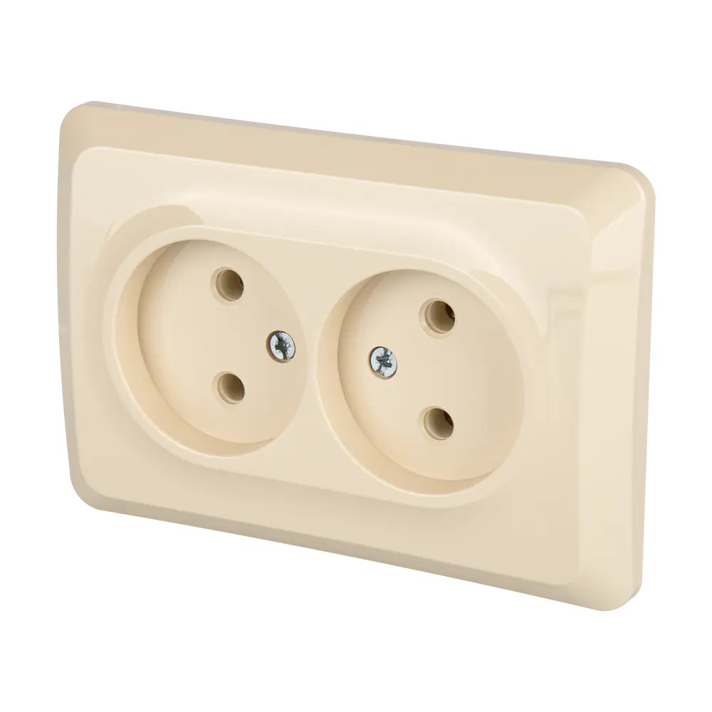 Двойная розетка SYSTEME ELECTRIC Этюд для скрытого монтажа в бежевом цвете 18036562 STLM-0009306 - Вид №1