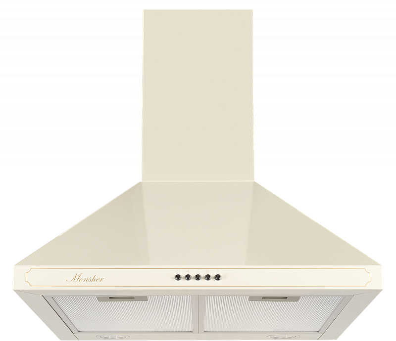 TOP 60 C Настенная вытяжка купольная, ширина 60 см, отвод/рециркуляция, 800 м3/час, механическое управление, таймер, 3 скорости, светодиодное освещение 2 х1.5 вт, металлические жироулавливающие фильтры, угольный фильтр (опция), 66 дб, цвет: бежевый Monshe Santreyd 