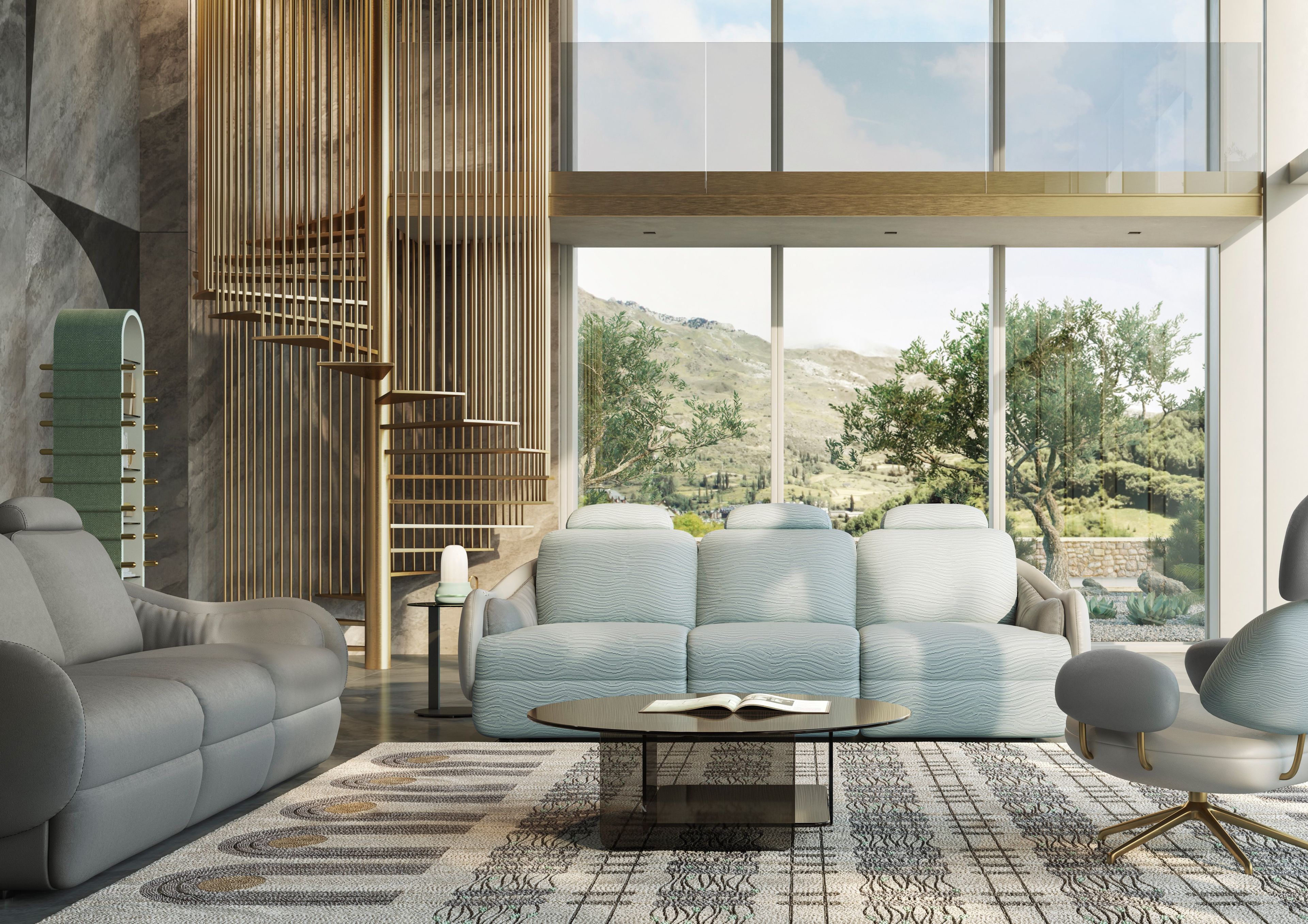 Прямоугольный ковер ручной работы из переработанного ПЭТ Natuzzi Italia Posidonia ARCH-00129165 - Вид №1