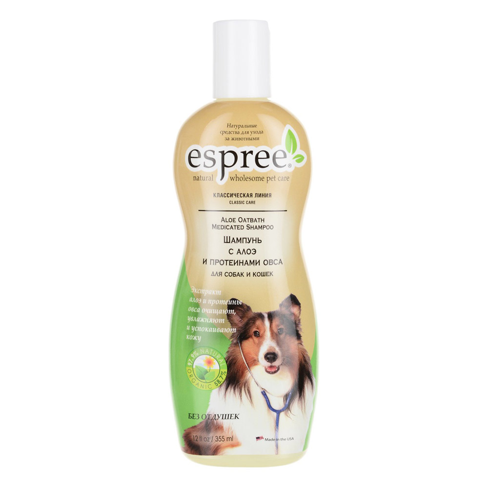 ПР0009617 Шампунь для собак и кошек CLC Aloe Oatbath Medicated с алоэ и протеинами овса 355 мл ESPREE 