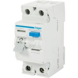 УЗО Hager CD264J 1P N 63 A 30 мА 6 кА AC 12868528 STLM-2159858