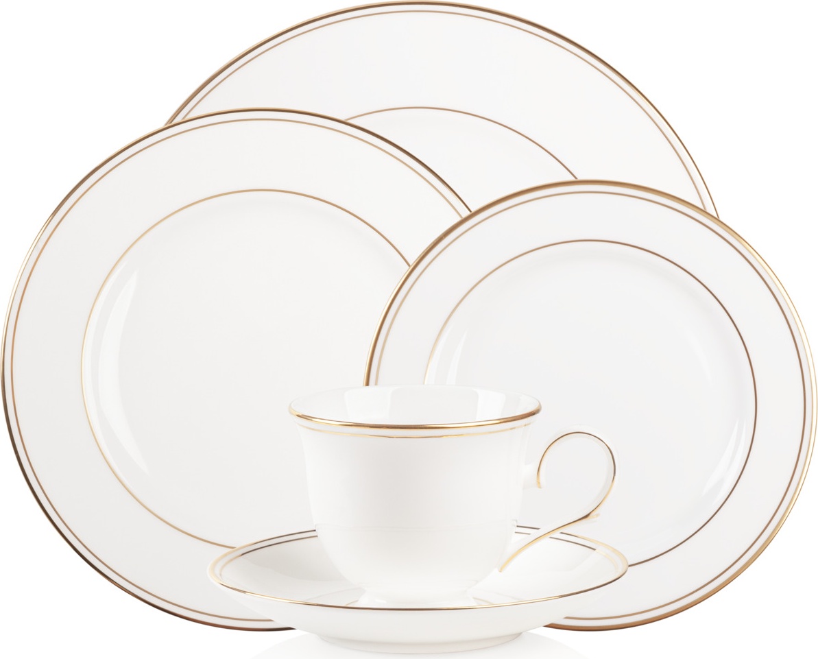 10638788 Lenox Сервиз чайно-столовый Lenox "Федеральный, золотой кант" 1/5  п/к Фарфор костяной 