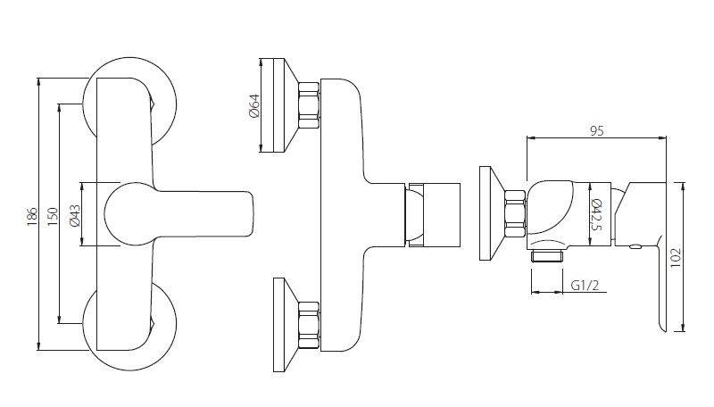 HFSS20000 смеситель для душа Damixa Scandi Start  - Вид №1