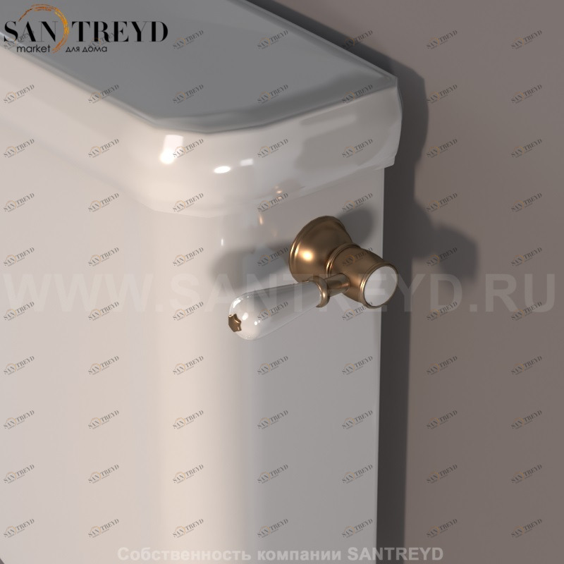 757093 Механизм смыва рычаг, для низкого бочка (ранец), установка ручки только справа. Retro Kerasan