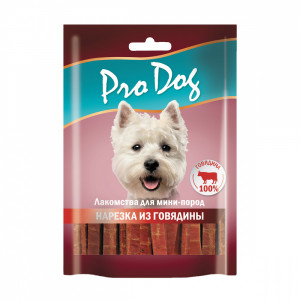 ПР0054134 Лакомство для собак Нарезка из говядины для мини-пород 55г PRO DOG