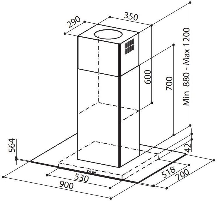 FABER Островная вытяжка из нержавеющей стали и стекла со встроенным освещением класса b  110.0157.076  - Вид №2