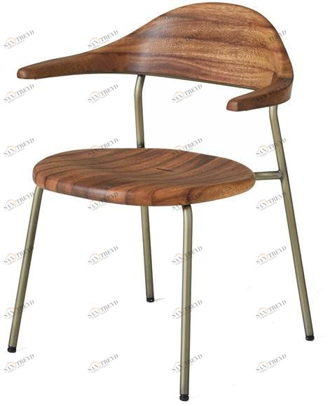 BassamFellows Штабелируемый стул из нержавеющей стали и дерева с подлокотниками Bicorn Cb-59