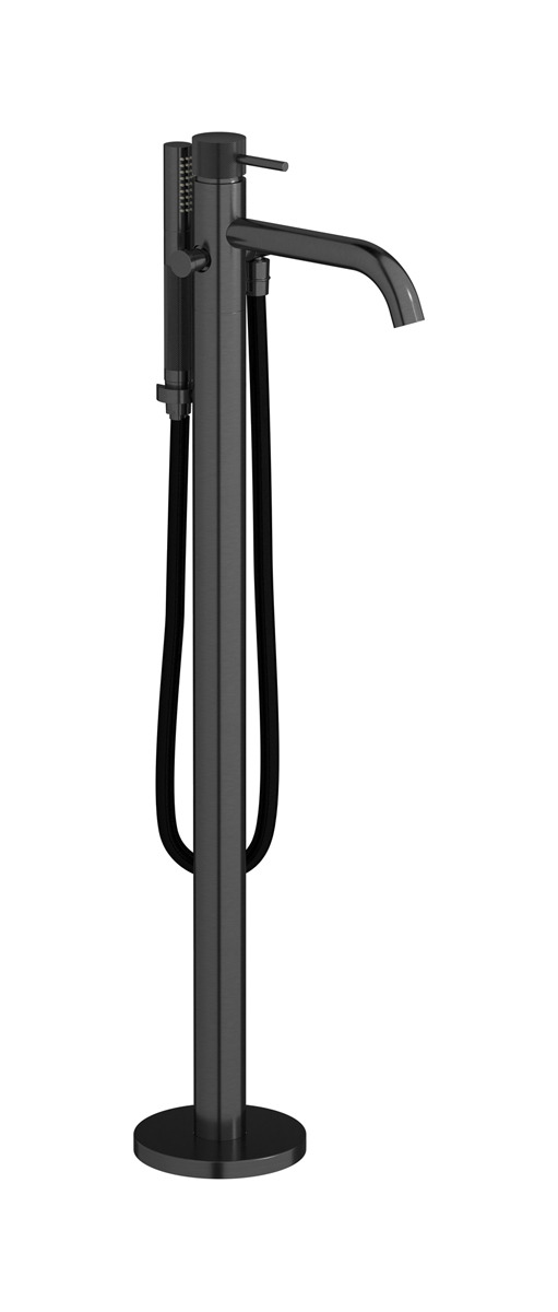 Напольный смесиель для ванны с встроенным душем. WE ARE IB id399cs Brushed Black Chrome Industria