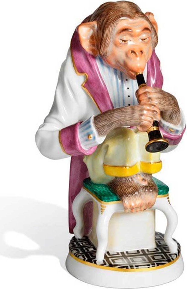 10540272 Meissen Фигурка 19см "Шимпанзе-кларнетист" (О.Пильц, 1912г) (лим.вып.3/25, 2012г) Фарфор, Керамика 