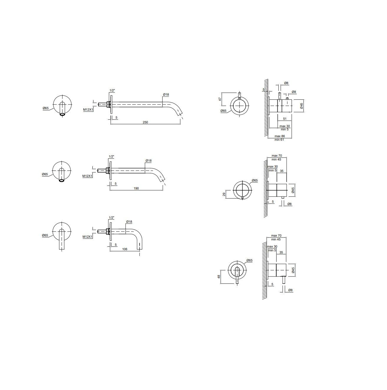 Однорычажный настенный смеситель для раковины из нержавеющей стали с 2 отверстиями Antoniolupi Ayati ARCH-00093161 - Вид №2