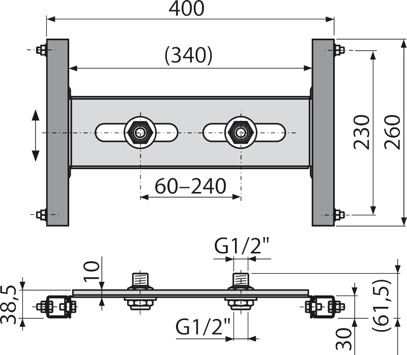 Монтажная рама для смесителя, установка в гипсокартонную конструкцию ALCAPLAST A117B - Вид №1