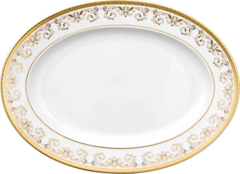 10562567 Rosenthal Versace Блюдо овальное Rosenthal Versace Медуза Гала 34см, фарфор, золотое Фарфор 