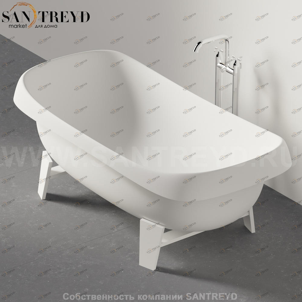 Ванна свободностоящая PEAR CUT белая на белом каркасе Agape AVAS0922ZZZ