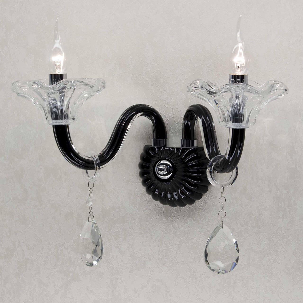 Бра хрустальное на 2 лампы черное "Ирида" CL351323 CITILUX СВЕЧА 00-3931032 Прозрачный;черный  - Вид №1