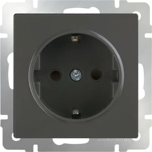 Розетка встраиваемая Werkel с заземлением, со шторками, цвет серо-коричневый